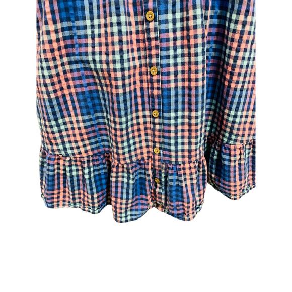 Large (10/12) So Girls Checked Sudress Blue Pink Ruffle Hem - Picture 5 of 9